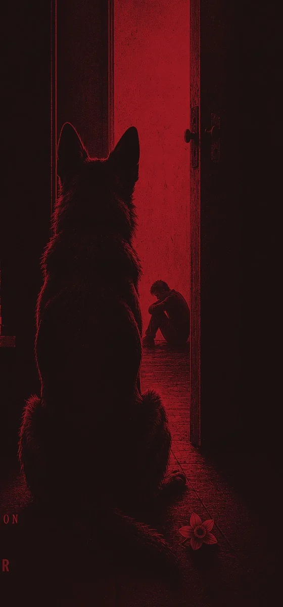 Crimson-toned cover detail