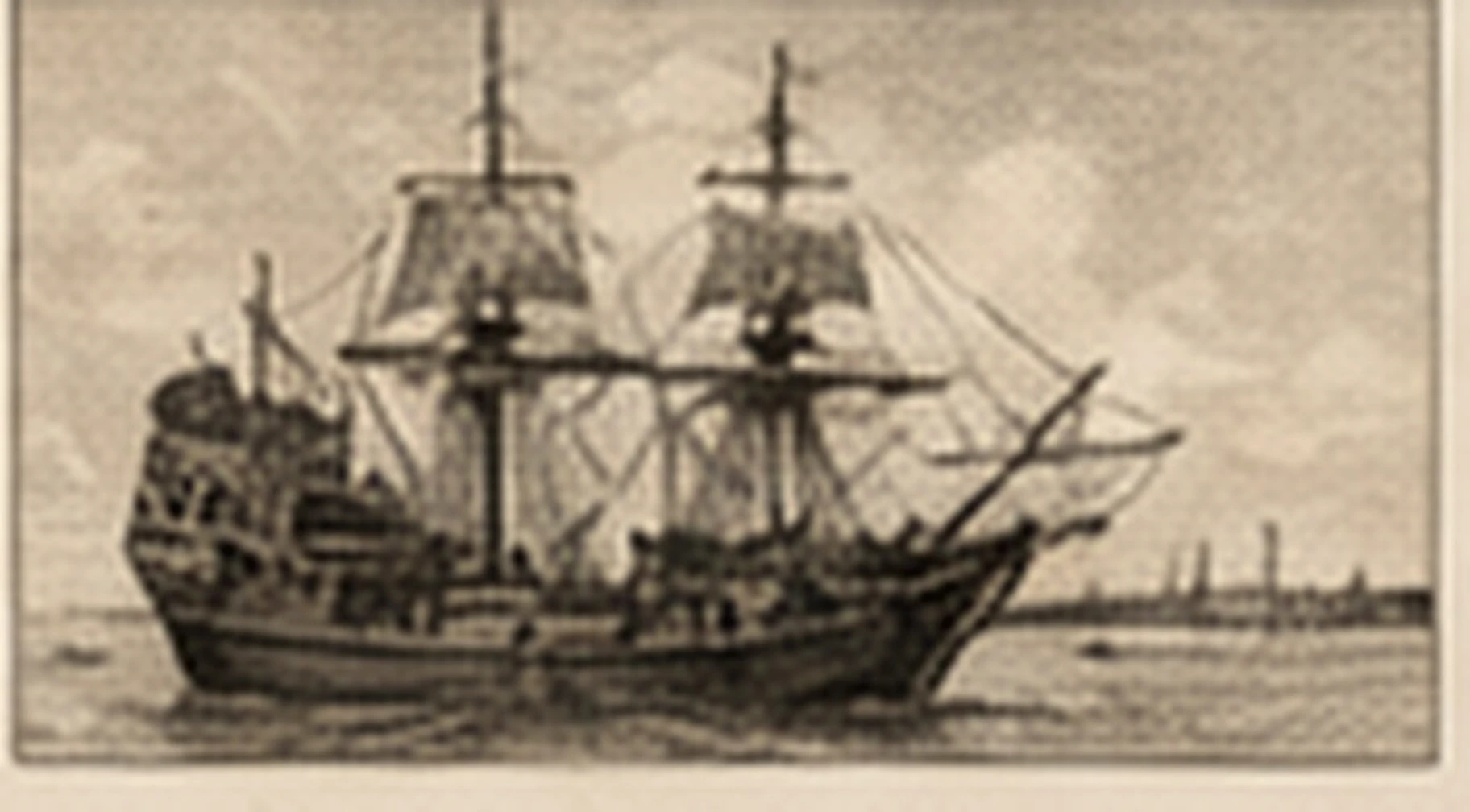 Vintage-style illustration of Mayflower II