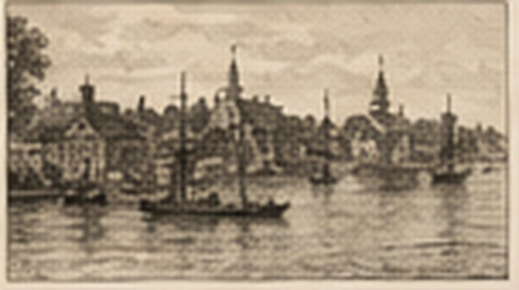 Vintage-style illustration of Plymouth Harbor